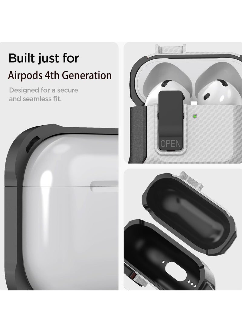 ANYOGRO - Airpods 4 Case Cover with Cleaning Kit, PC Material with Secure Lock Rugged Cover for Airpods 4th Generation 2024 Case Front LED Visible White - Image 1