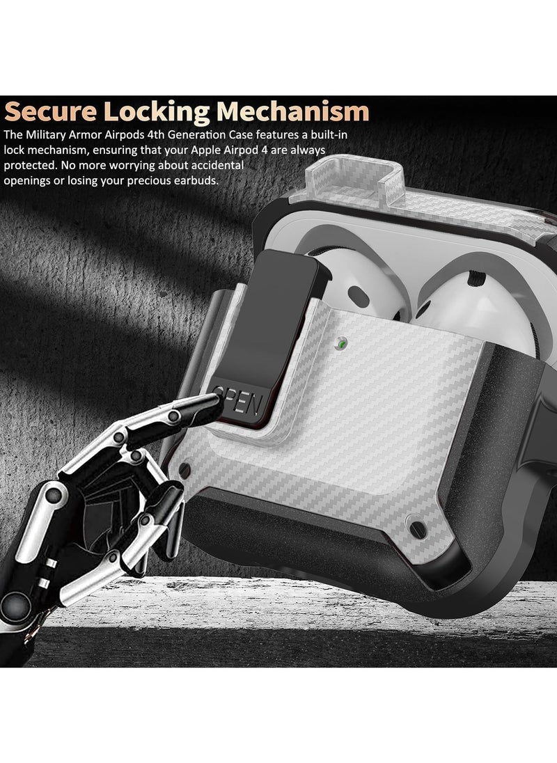 ANYOGRO - Airpods 4 Case Cover with Cleaning Kit, PC Material with Secure Lock Rugged Cover for Airpods 4th Generation 2024 Case Front LED Visible White - Image 1