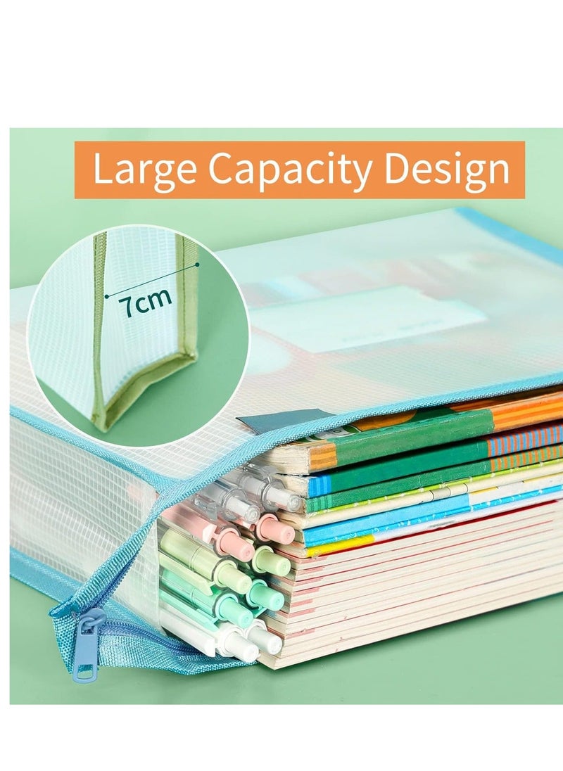 Generic - 4 Pack A4 Plastic File Folder, Hanging Folders, Envelopes Expanding Wallet Document with Zipper and Label Pocket Tabs, Pouch for Home Work, Office, School (4 Colors) - Image 1