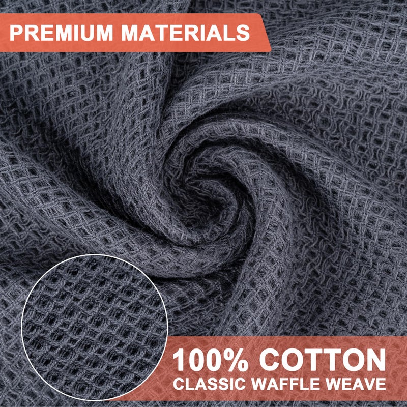 BOOMIBOO ï»¿Kitchen Towels 6-Pack Kitchen Dish Cloths,100% Cotton Towels Waffle Weave, Ultra Soft Absorbent, Quick Drying, 12x12 Inches,Dark Grey - Image 3