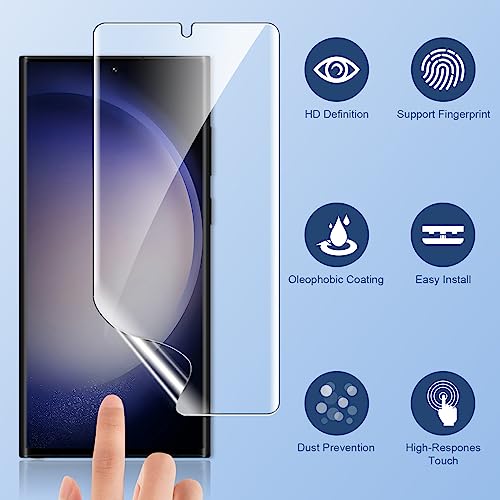 LK 3 Pack for Samsung Galaxy S23 ultra Screen Protector [Not Glass] [Support Fingerprint Unlock] Touch Sensitive, Anti-Scratch 3D Curved Max Coverage Screen Protector for Samsung Galaxy S23 Ultra - Image 4
