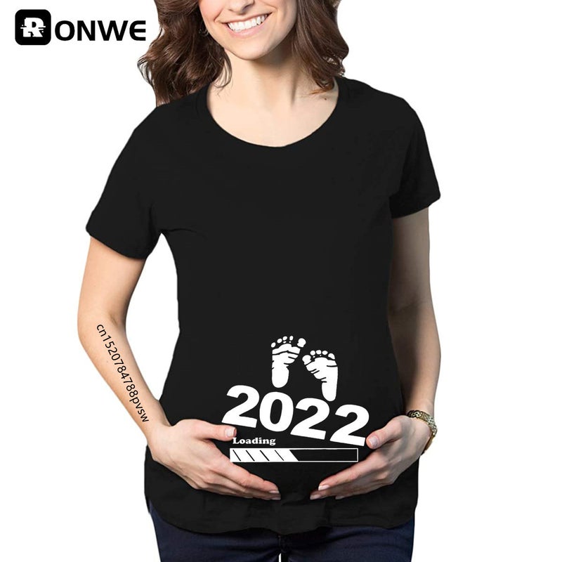 AliExpress Foreign Trade Baby Loading 2022 Maternity Printed Short Sleeve T-Shirt Women's Top GH851-D XL - Image 1