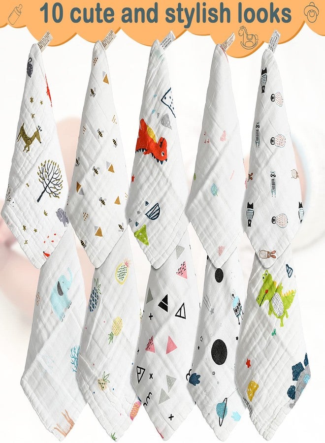 Chumia 20 Pack Baby Muslin Burp Cloths Baby Wash Cloths with Sensitive Skin 6 Layer Cotton Face Towels Bath Towel Absorbent for Toddler Kids Shower，10 x 10 Inch - Image 4