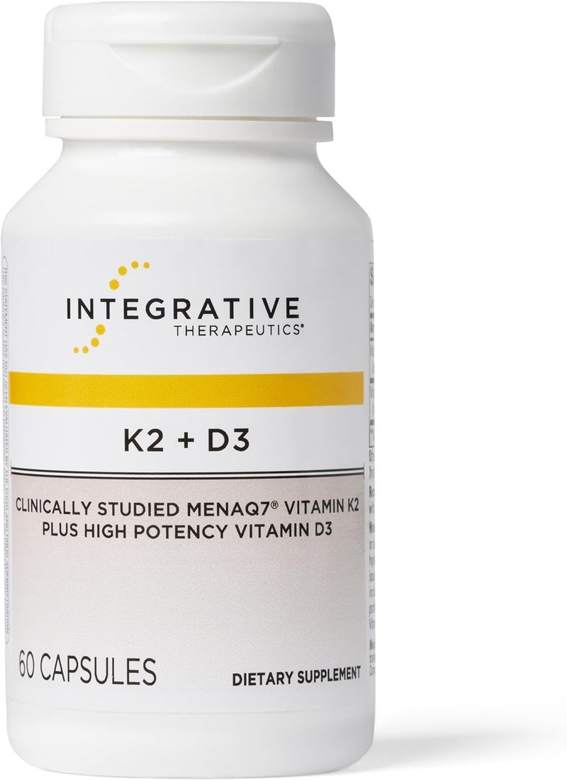 Integrative Therapeutics K2  D3  Supplement for Heart Health  Bone Strength  Daily Vitamins for Calcium Absorption  Supports Vitality  DairyFree  GlutenFree  60 Count 60 Servings - Image 1