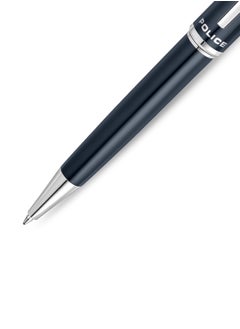 POLICE Aptos Blue Stainless Steel Twisted Closure Blue Ink Pen with Silver Trims  - Image 3