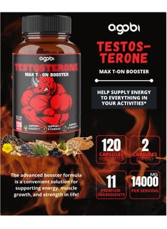 agobi Testosterone Max T-ON Booster - 120 Vegan Capsules (2 Months supply)  - Image 2