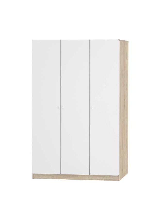 DANUBE HOME Kinder 3-Door Wardrobe For Hanging Clothes Extra Sturdy Rack Storage Organiser Modern Design Space Saving Cabinets For Bedroom - White/Sonoma Oak - With 2-Year Warranty - Image 5