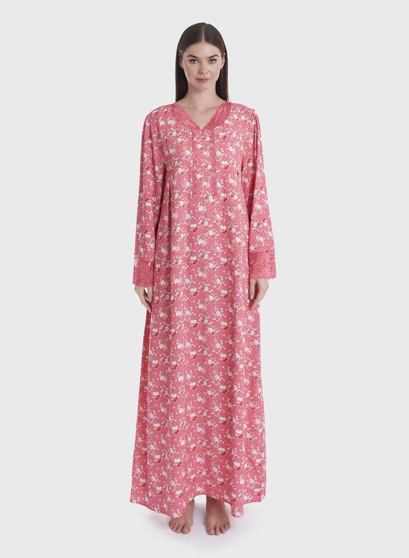 KASHKHA Floral Printed Dress with Lace Details - Image 1