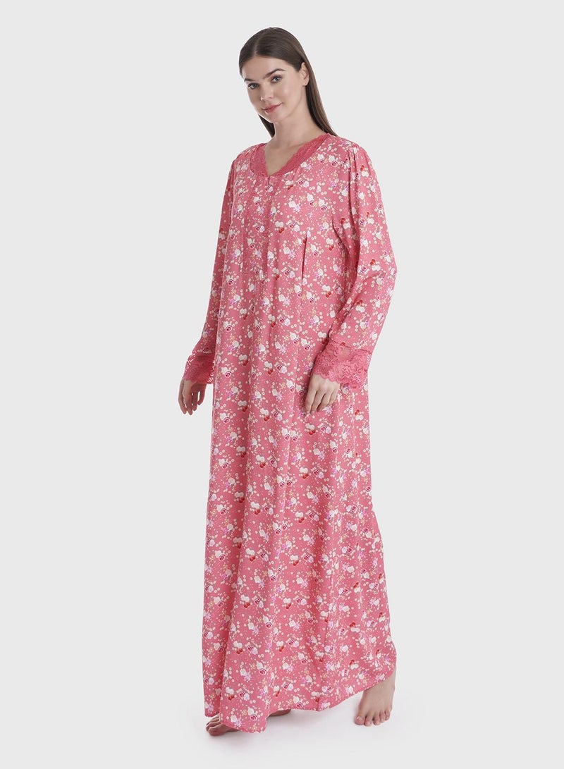 KASHKHA Floral Printed Dress with Lace Details - Image 2