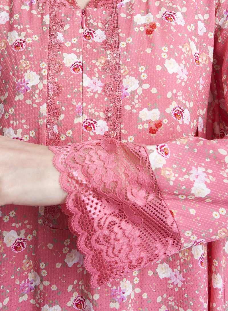 KASHKHA Floral Printed Dress with Lace Details - Image 5