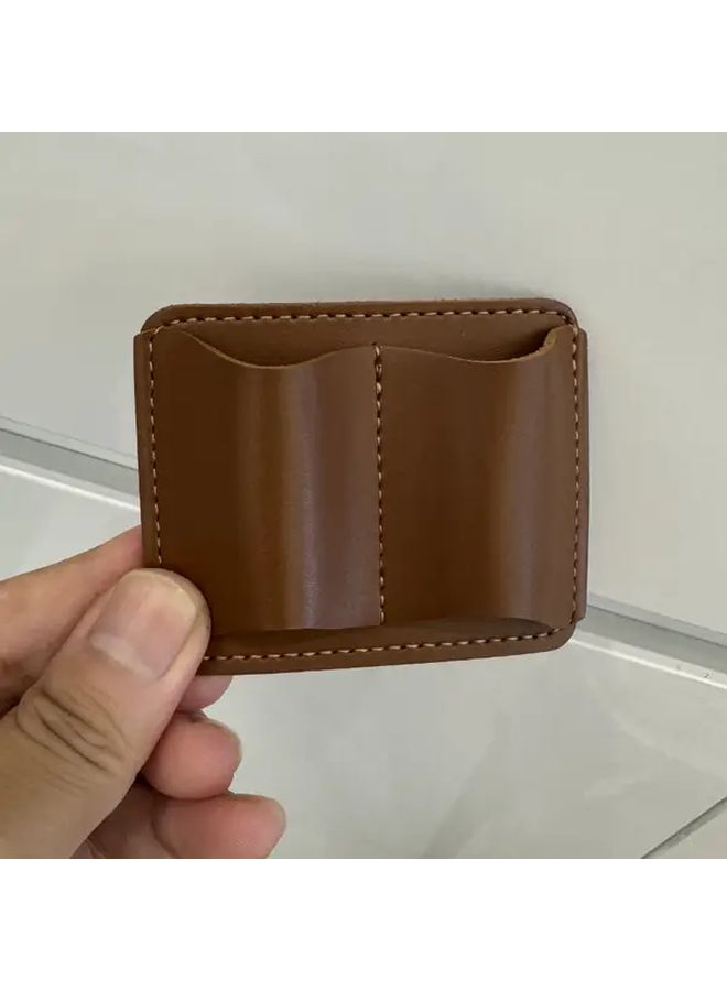Dark Green Vintage Faux Leather Dual Pen Clip Holder For Notebook And Office - Image 3