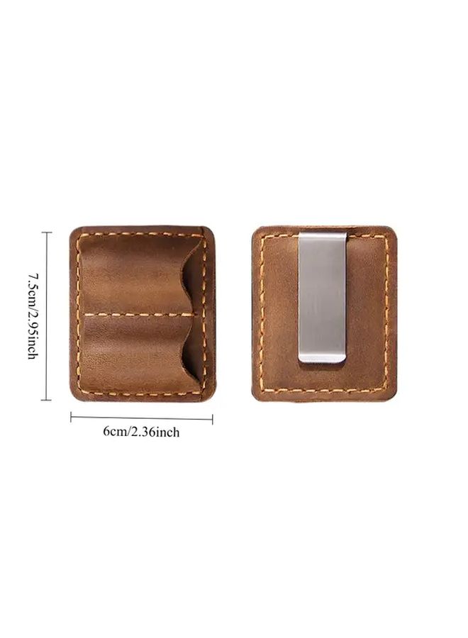 Dark Green Vintage Faux Leather Dual Pen Clip Holder For Notebook And Office - Image 2