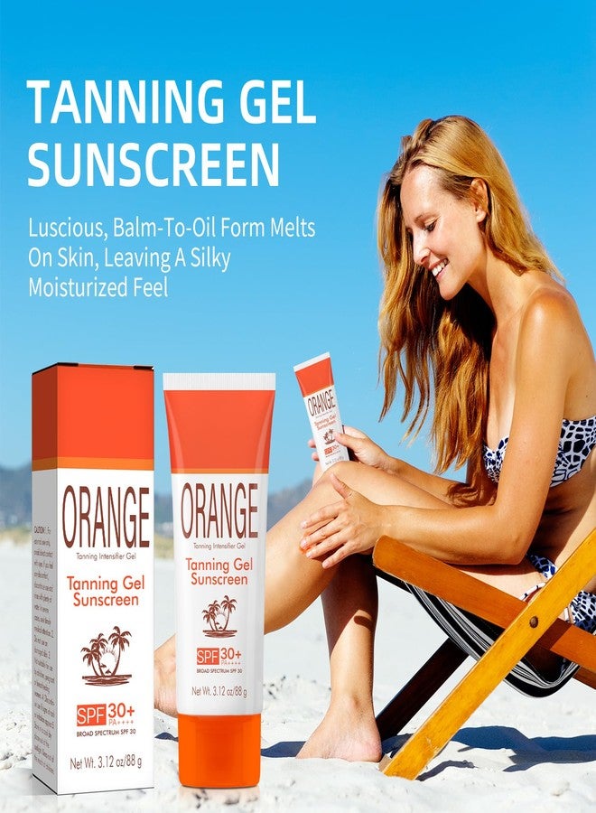 GROEI Orange Tanning Gel Sunscreen SPF 30+ – Hydrating Balm-to-Oil Bronzing Formula with Coconut Oil, Vitamin E & A – Non-Greasy Sunblock for Smooth, Glowing Skin – 3.12 oz (1 - Image 4