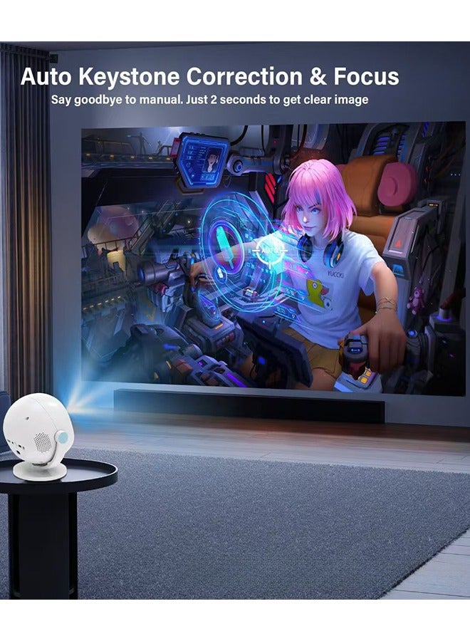 Eworld Portable Smart Projector with 360° Rotation, 4K Support, 220 Lumens, Auto Keystone, WiFi, Bluetooth, Built-in Apps, HDMI and Android 11.1 Compatibility, Grey - Image 3