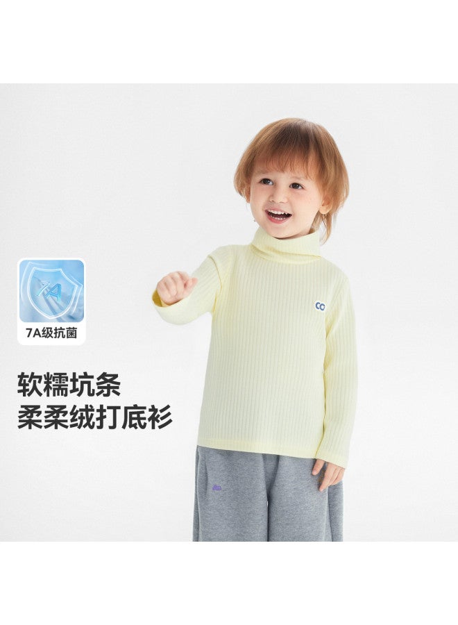Antibacterial] Boys' Base Layer Shirt Thickened Autumn Winter Style Baby High Neck T-shirt Children's 25 New Style Warm Girls' - Image 2