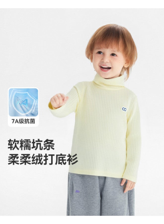Antibacterial] Boys' Base Layer Shirt Thickened Autumn Winter Style Baby High Neck T-shirt Children's 25 New Style Warm Girls' - Image 1