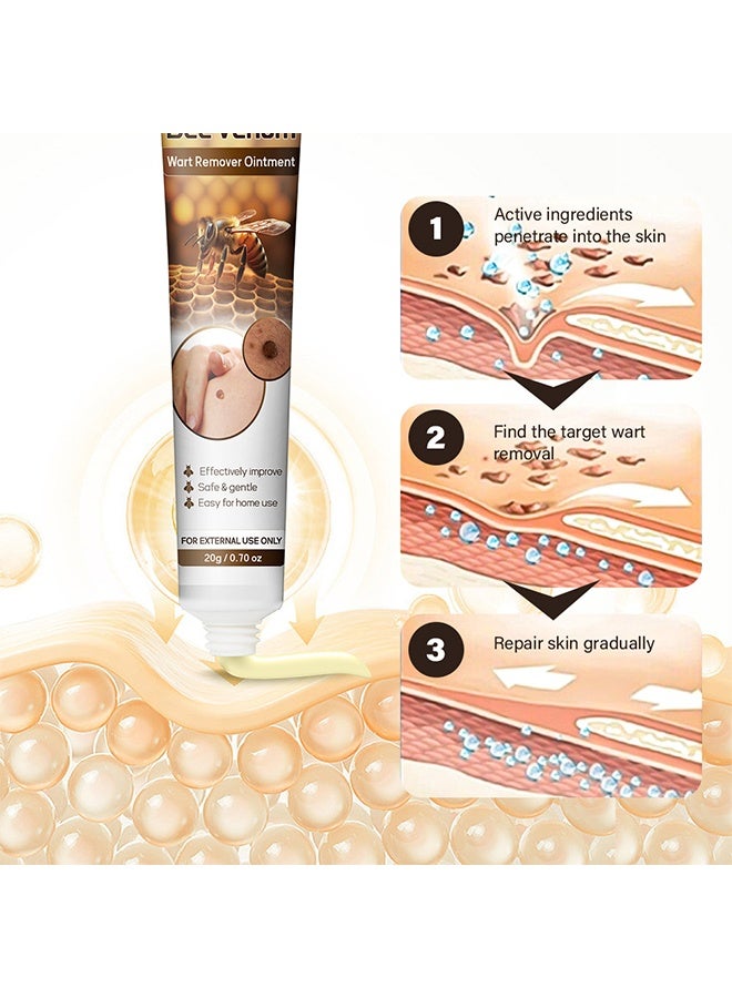 Sumifun Bee Venom Wart Remover Ointment - Bee Venom Moles and Wart Removal Cream Mole and Wart Cream Easy Application and No Irritation Wart and Tag Remover Bee Venom Repair Cream Wart Treatment Cream 20g - Image 3