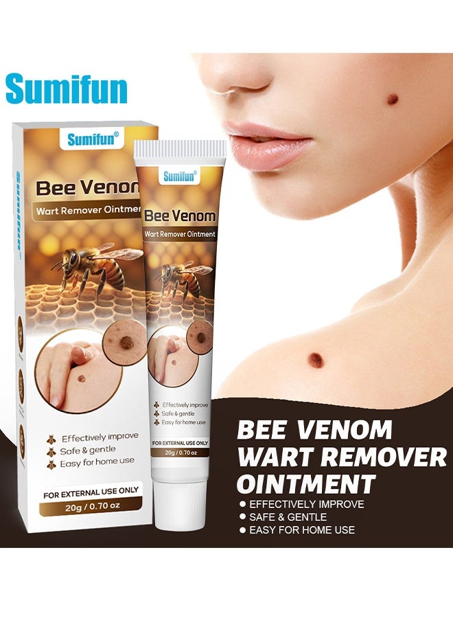Sumifun Bee Venom Wart Remover Ointment - Bee Venom Moles and Wart Removal Cream Mole and Wart Cream Easy Application and No Irritation Wart and Tag Remover Bee Venom Repair Cream Wart Treatment Cream 20g - Image 1