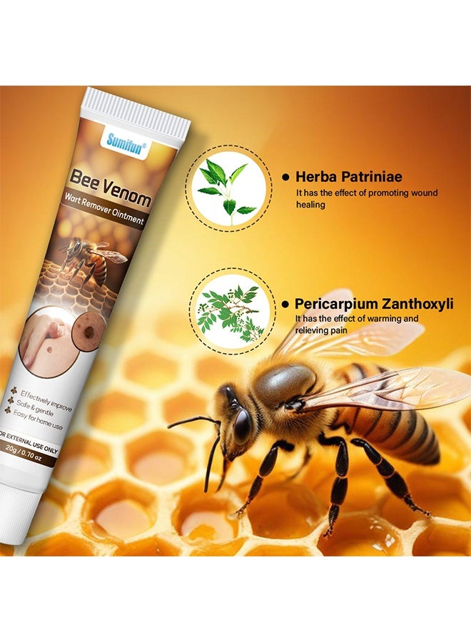 Sumifun Bee Venom Wart Remover Ointment - Bee Venom Moles and Wart Removal Cream Mole and Wart Cream Easy Application and No Irritation Wart and Tag Remover Bee Venom Repair Cream Wart Treatment Cream 20g - Image 2