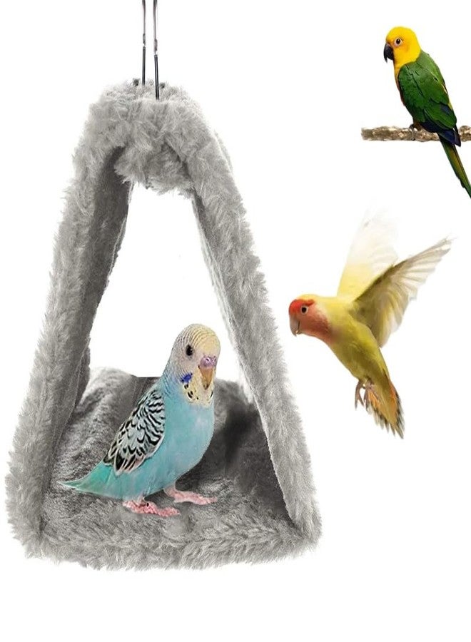 HOKABLE Bird Nest Snuggle Hut Soft Plush Hammock Hanging Cage Tent for Birds Parrot Winter Warm Bed Pet Toy for Hamster Parrot Macaw Budgies Eclectus Parakeet Cockatiels Cockatoo Lovebird (M, Grey) - Image 1