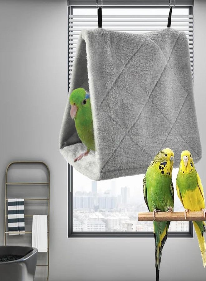 HOKABLE Bird Nest Snuggle Hut Soft Plush Hammock Hanging Cage Tent for Birds Parrot Winter Warm Bed Pet Toy for Hamster Parrot Macaw Budgies Eclectus Parakeet Cockatiels Cockatoo Lovebird (M, Grey) - Image 3