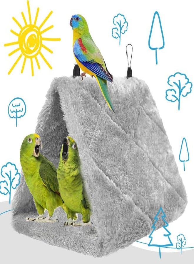 HOKABLE Bird Nest Snuggle Hut Soft Plush Hammock Hanging Cage Tent for Birds Parrot Winter Warm Bed Pet Toy for Hamster Parrot Macaw Budgies Eclectus Parakeet Cockatiels Cockatoo Lovebird (M, Grey) - Image 4