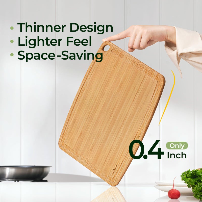 Keechee Dishwasher Safe Bamboo Cutting Boards Durable Lightweight Wood Cutting Board for Busy Kitchen, Easy Storage & Clean Wooden Chopping Boards with Juice Groove Set of 2 (M+S) - Image 3