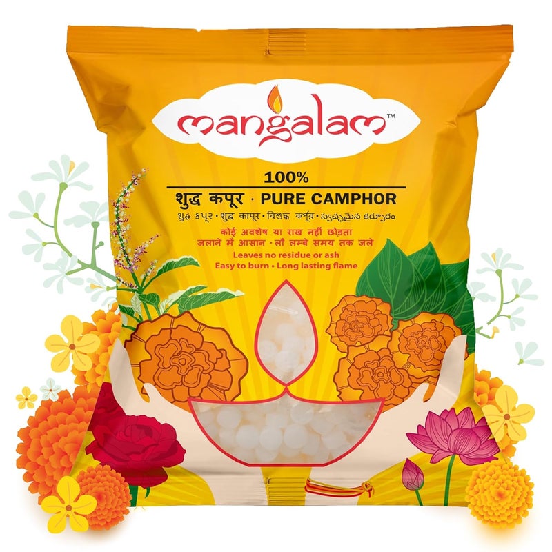 Mangalam Camphor Tablet 500g (Small Round) Pouch - Pack of 1 | 100% Pure | For Puja, Festivals & Other Religious Ritual | No Dangerous Chemicals | Leaves No Residue Or Ash - Image 1