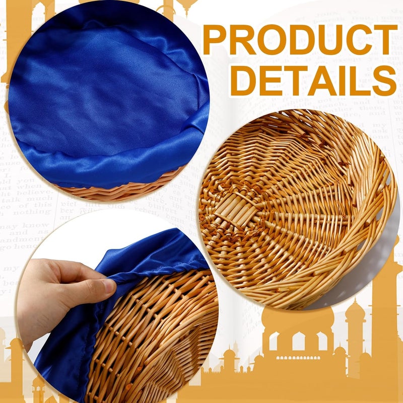 FillTouch 2 Pcs 12 Inches Round Offering Baskets for Church Wicker with Removable Liner Rattan Collection Receiving Storage Woven Bread Basket for Church Communion Supplies - Image 3