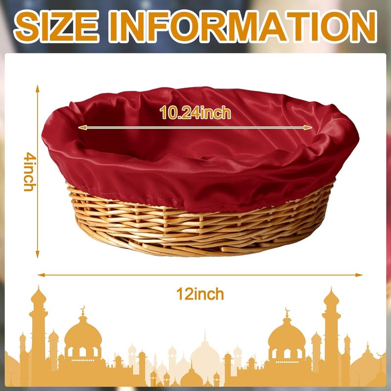 FillTouch 2 Pcs 12 Inches Round Offering Baskets for Church Wicker with Removable Liner Rattan Collection Receiving Storage Woven Bread Basket for Church Communion Supplies - Image 2