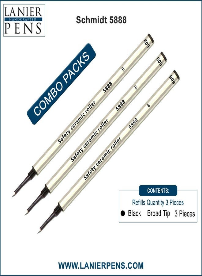 Lanier Pens Schmidt 5888 B Safety Ceramic Rollerball Metal Refill - Black Ink (Broad Tip 1.00mm) - Pack of 3 - Image 4