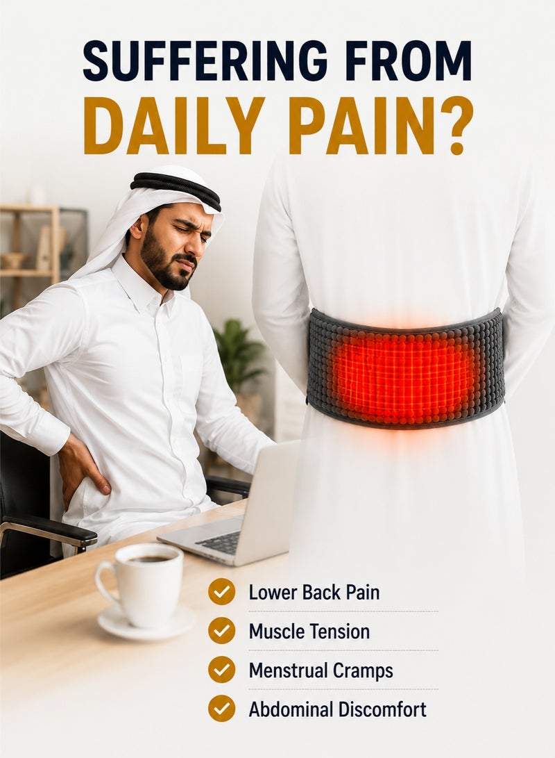واميت كمادة كهربائية للظهر والبطن، حزام تدفئة ناعم مع 9 مستويات حرارة ووحدة تحكم سلكية، رمادي - Image 3