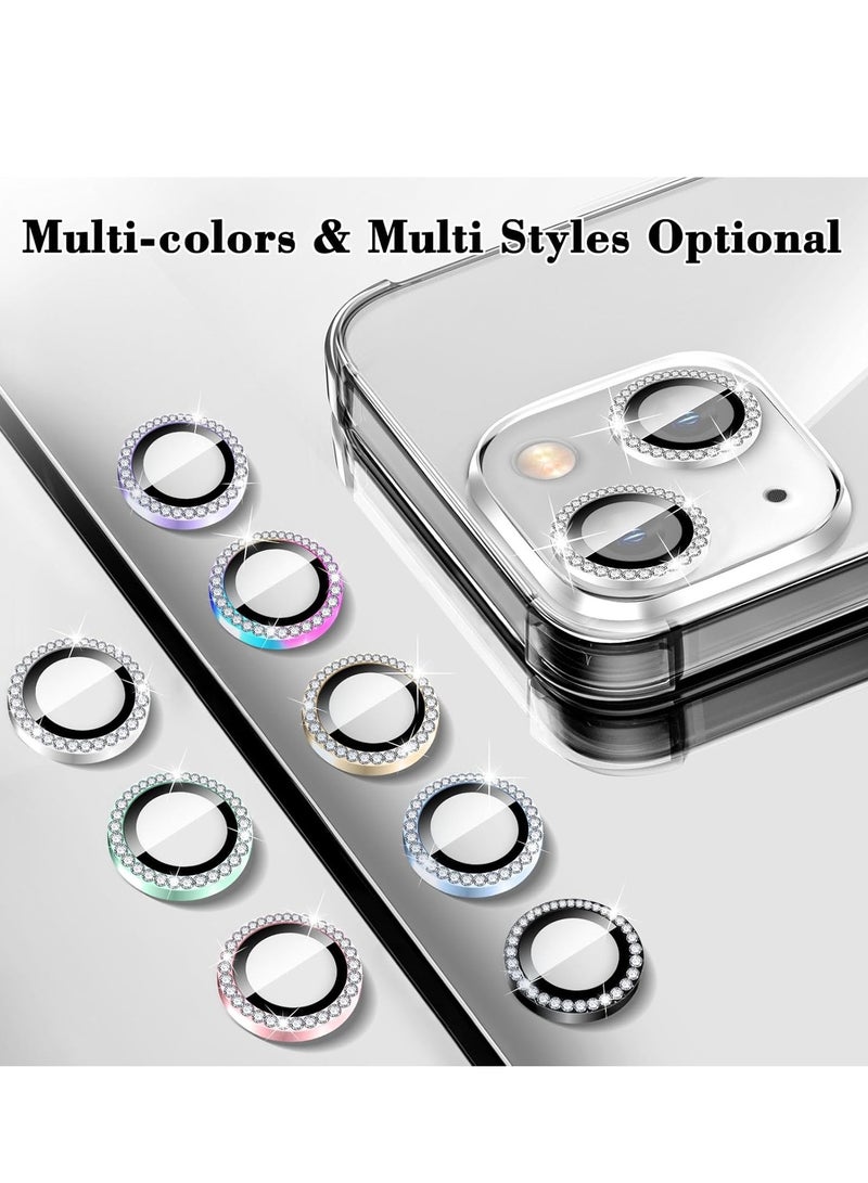 ELTRAZONE "Silver Diamond Camera Lens Protector for iPhone 16/iPhone 16 Plus – Glitter Tempered Glass Cover with Automatic Alignment Metal Rings and Film Stickers" - Image 2