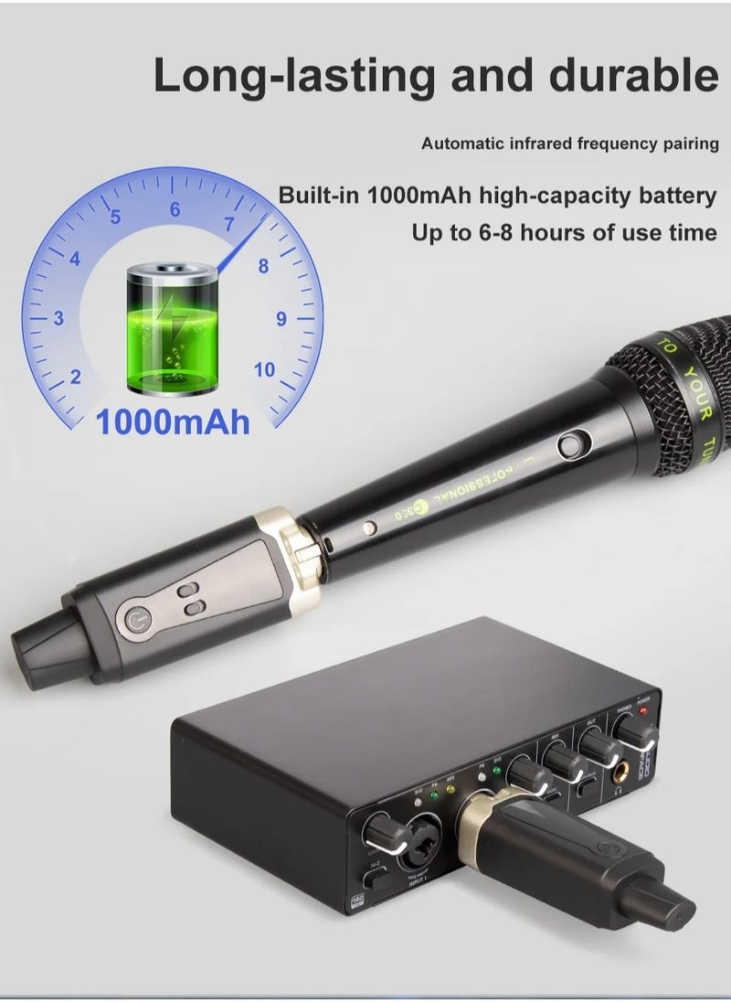 Verci - Wireless Microphone System XLR Mic Converter Adapter UHF Automatic Transmitter Setup For Condenser Dynamic Mic - Image 1