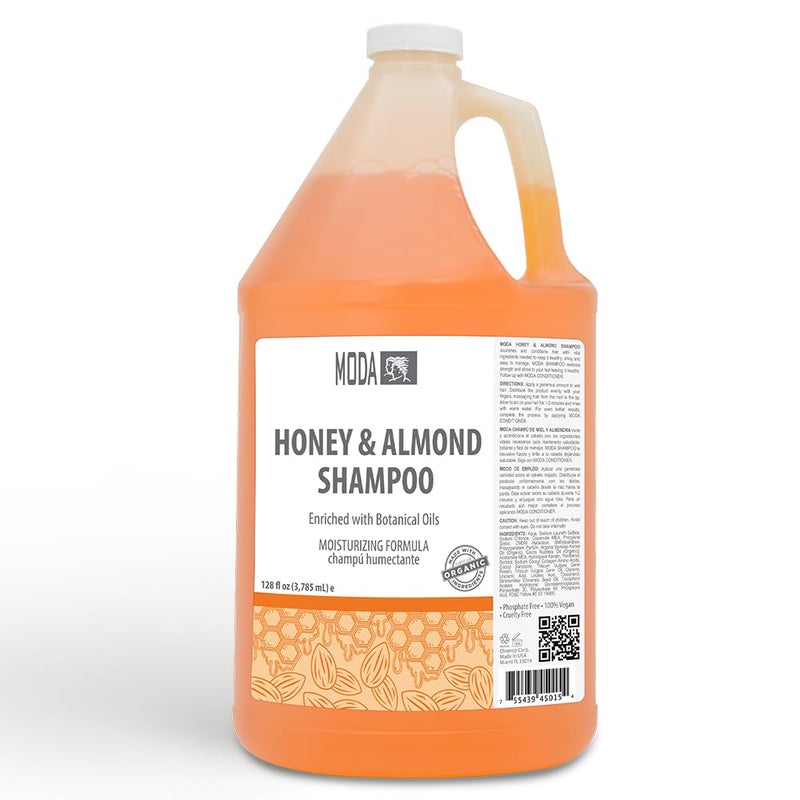 MODA - Moisturizing Shampoo for All Hair Types, Honey Almond, 128 Oz, Professional - Deeply Cleanses and Conditions, Strengthens, Restores and Shine your Hair - Image 1