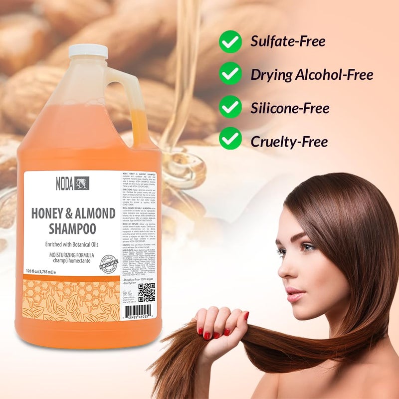 MODA - Moisturizing Shampoo for All Hair Types, Honey Almond, 128 Oz, Professional - Deeply Cleanses and Conditions, Strengthens, Restores and Shine your Hair - Image 3