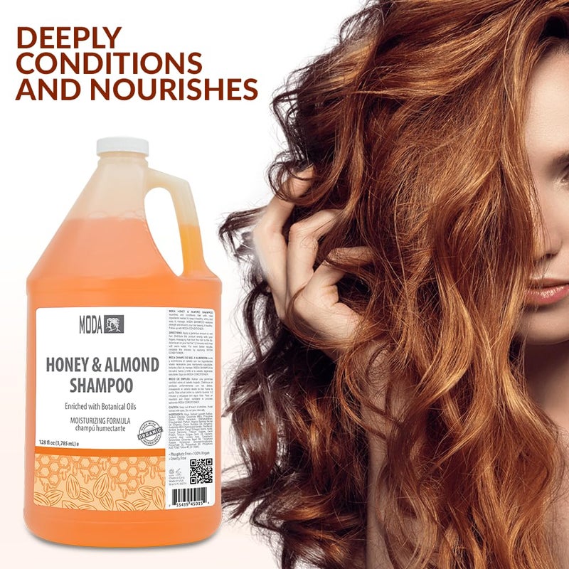 MODA - Moisturizing Shampoo for All Hair Types, Honey Almond, 128 Oz, Professional - Deeply Cleanses and Conditions, Strengthens, Restores and Shine your Hair - Image 4