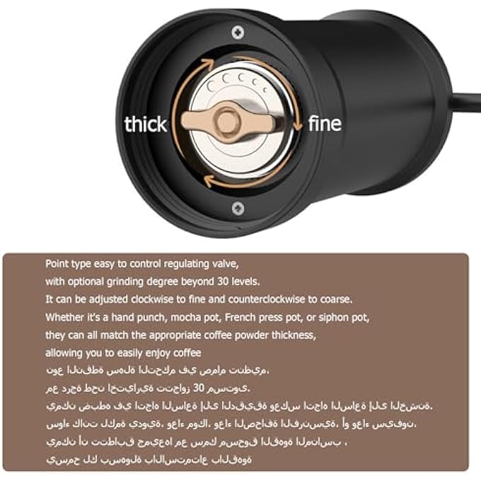 Gerui Portable Coffee Grinder Ceramic Conical BurrManual Coffee GrindeCapacity 25GDouble Bearing Internal AdjustmentHand Coffee Grinder For EspressoTravelCampingOffice - Image 5