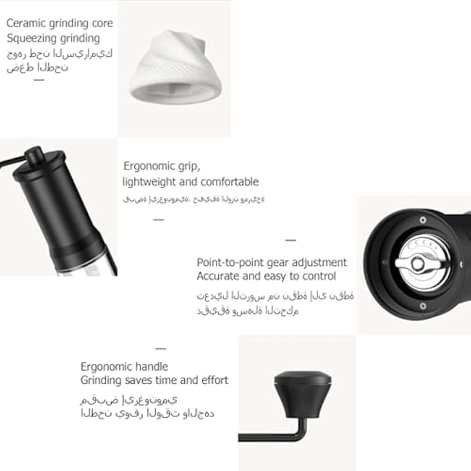 Gerui Portable Coffee Grinder Ceramic Conical BurrManual Coffee GrindeCapacity 25GDouble Bearing Internal AdjustmentHand Coffee Grinder For EspressoTravelCampingOffice - Image 3
