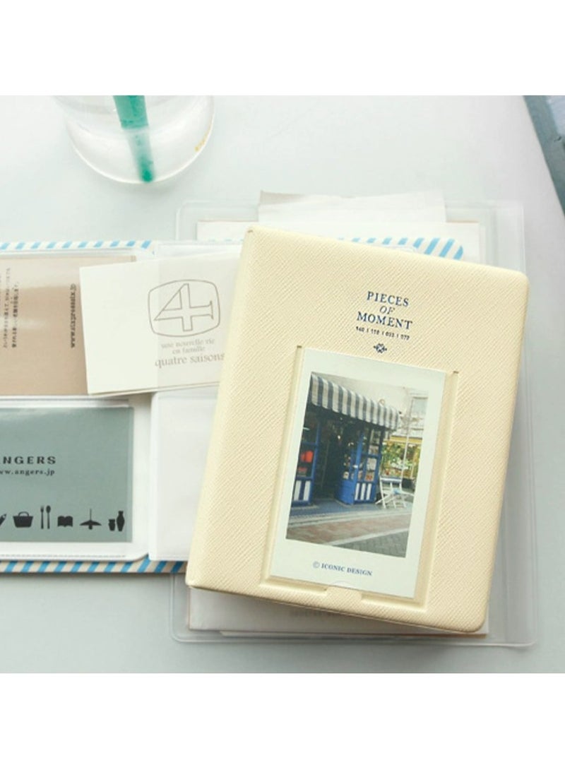 إسكدنيا Mini photo album, beige Fuji Polaroid cute candy color mini 3-inch photo album, Polaroid photo album with 64 sheets, photo storage, memory storage book, loose-leaf photo album - Image 1