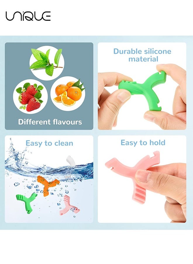 Aligner Chewies,4PCS Y-Shaped Chewies for Aligner,Hardness 45°Silicone Orthodontic Munchies Chompers Aligner Trays Seaters Chewies（White, Pink, Green, Orange)