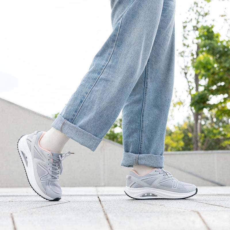 Autper Womens Walking Shoes Arch Support Orthotic Fashion Sneakers Tennis Shoes for Plantar Fasciitis Pain Relief GreyPink Size 9.5 - Image 2