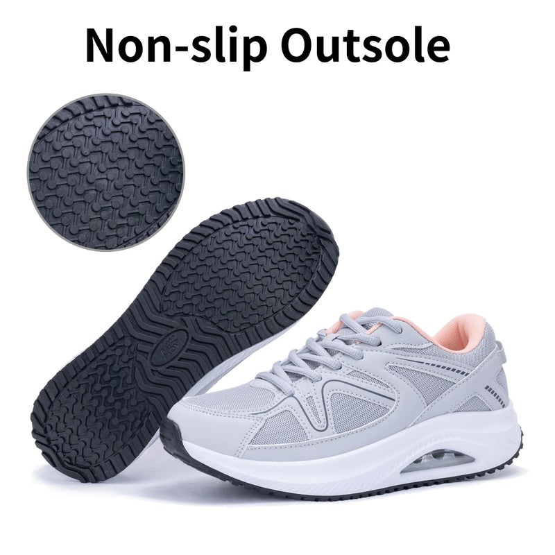 Autper Womens Walking Shoes Arch Support Orthotic Fashion Sneakers Tennis Shoes for Plantar Fasciitis Pain Relief GreyPink Size 9.5 - Image 5