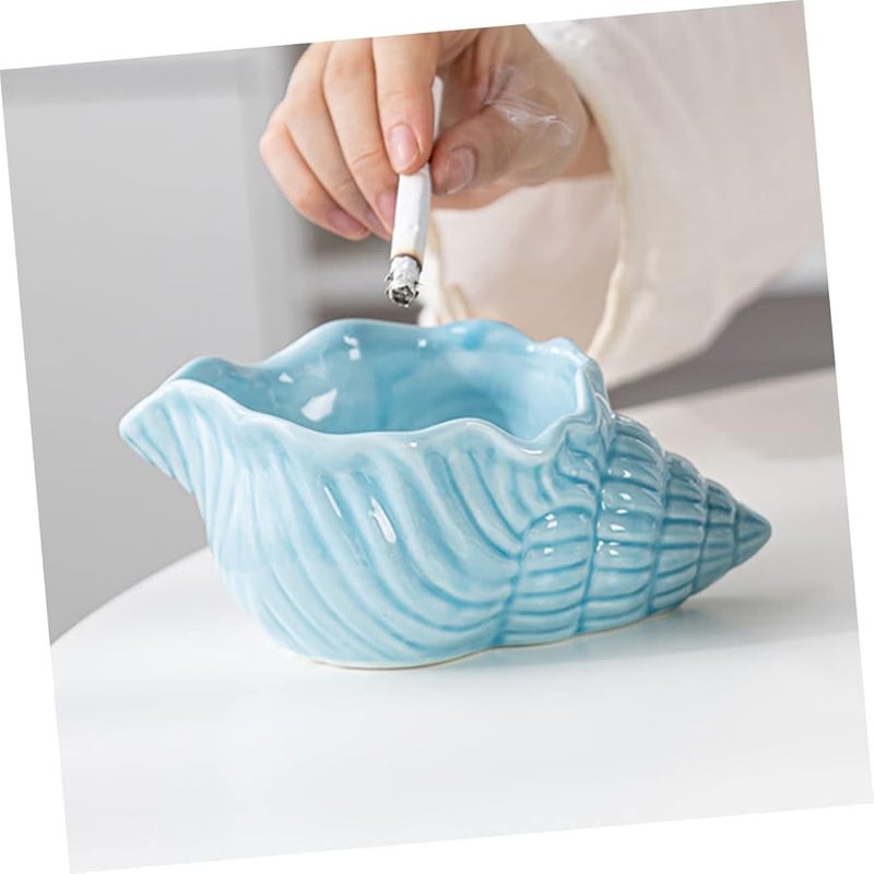 منفضة سيجار سيراميك على شكل صدفة، ديكور فني للمكتب، إكسسوار مضغوط وخفيف للمدخنين - Image 2