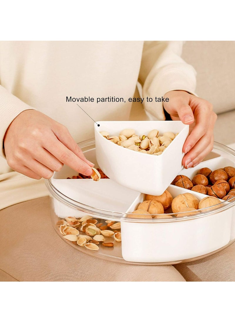 Oasisgalore - Divided Serving Tray with Lid, Removable Divided Platter Food Storage Containers with 5 Compartment for Veggies, Snack, Fruit, Nuts, Candy, Cracker, Chip - Image 1