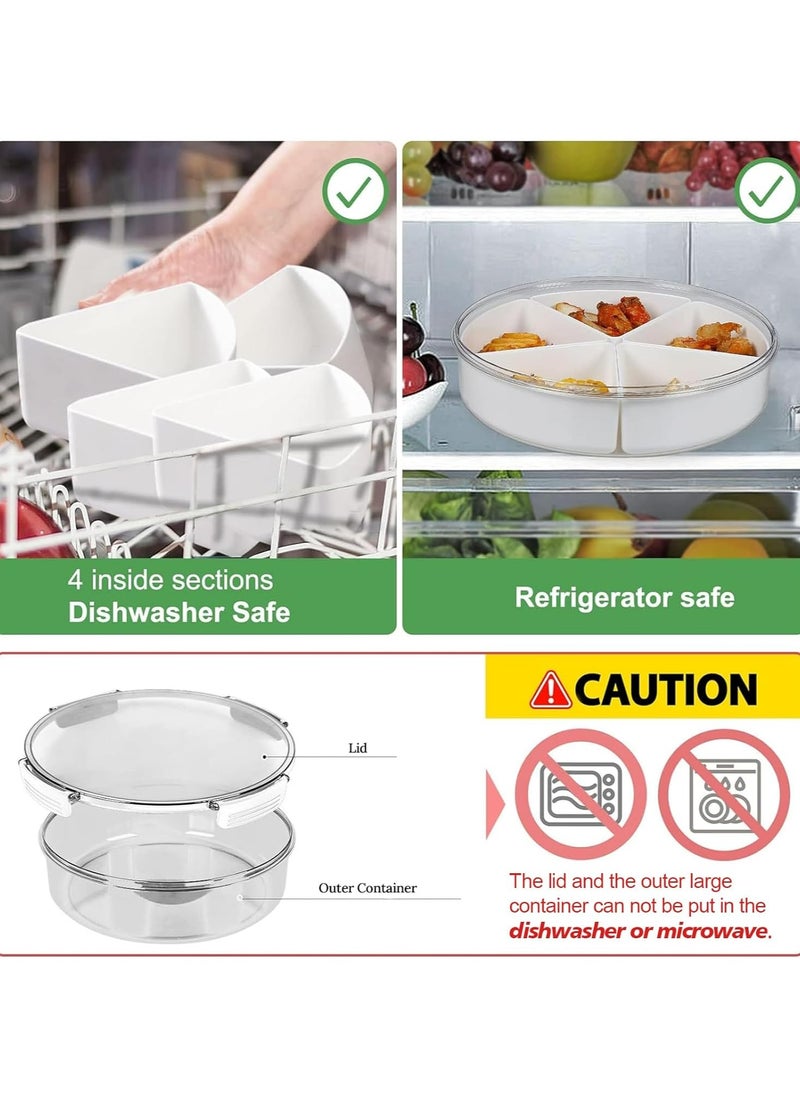 Oasisgalore - Divided Serving Tray with Lid, Removable Divided Platter Food Storage Containers with 5 Compartment for Veggies, Snack, Fruit, Nuts, Candy, Cracker, Chip - Image 1