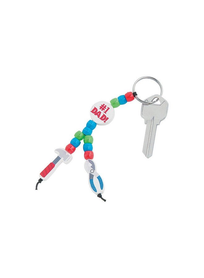 Fun Express #1 Dad Tool Beaded Keychain - Makes 12 - Father's Day Craft Gifts for Kids