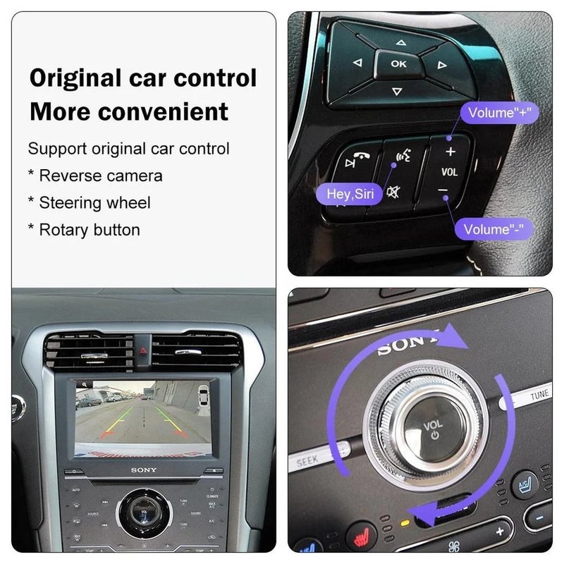 كار اي. ب. سي  محول كاربلاي للسيارة Carabc Wireless Carplay Android Auto For Ford Sync 2 System Explorer Focus Fiesta C-max Edge F-150 Fusion Taurus GPS Navigation - Image 3
