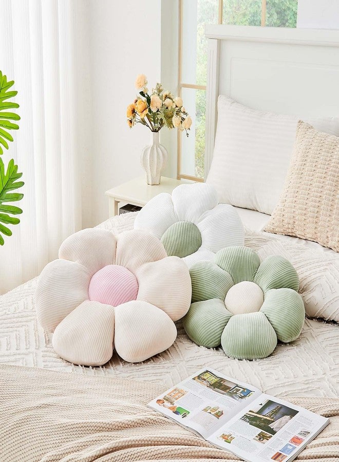 Kcvvcr White Flower Pillow, 17.7" Cute Flower Shaped Floor Pillow, Aesthetic Floral Plush Daisy Decorative Throw Pillows for Bed Sofa Couch - Image 4