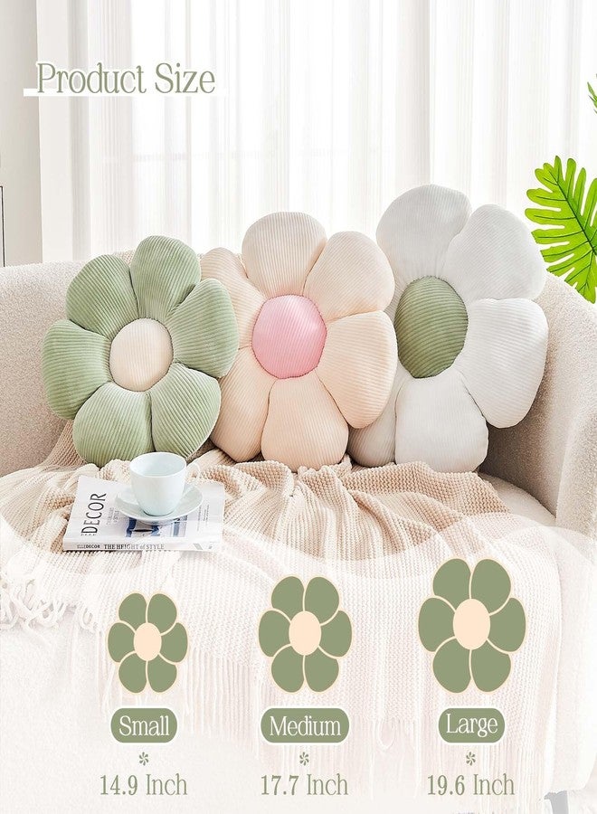 Kcvvcr White Flower Pillow, 17.7" Cute Flower Shaped Floor Pillow, Aesthetic Floral Plush Daisy Decorative Throw Pillows for Bed Sofa Couch - Image 2